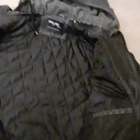 Mens projek raw leather coat with cotton fleece hood - Picture 3 of 4